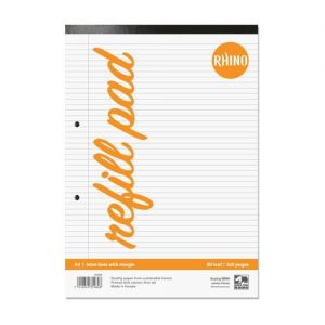 Rhino A4 Refill Pad 160 Page Feint Ruled 6mm With Margin (Pack 6) - HANM-4